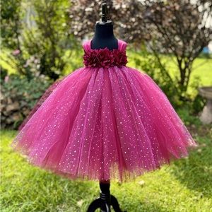 Elegant Pink Tulle Kids Dress